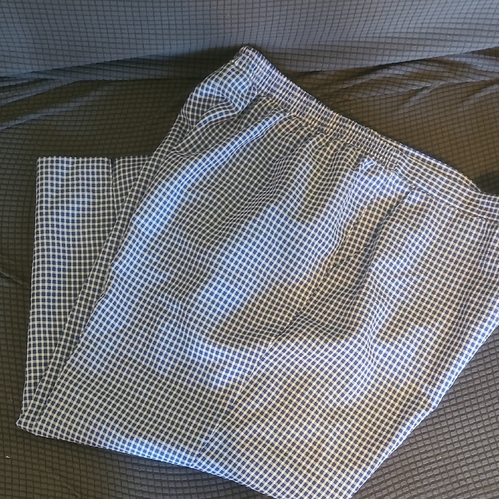 Alfred Dunner Blue White Elastic Waist Ankle Pants Pockets Poly 16 Crop
